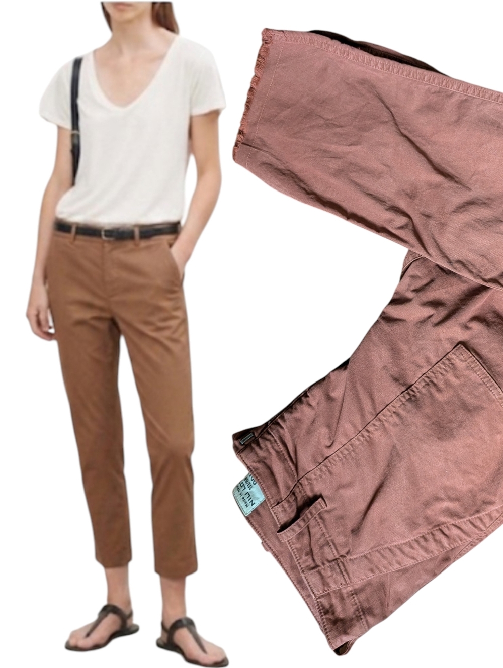 Nili Lotan Jenna Brown Twill Cotton Pants Large